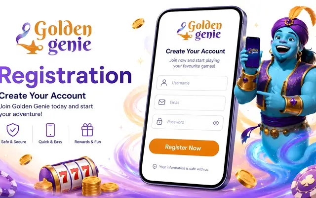 Golden Genie Casino registration form filled in with player details