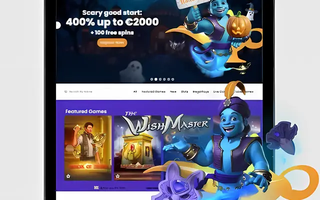 Golden Genie Casino mobile app on a phone showing the game lobby