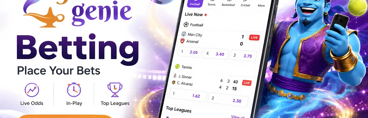 Golden Genie Casino sportsbook with football markets and live in-play odds